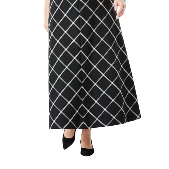 Jessica London Wool Blend Maxi Black and White Checkered Skirt - Picture 2 of 10